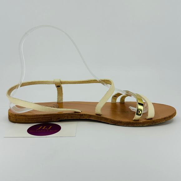 Ancient Greek Sandals Women's Goudi Sandals Off White/Gold Size 39 EU/ 9 US - Picture 8 of 15